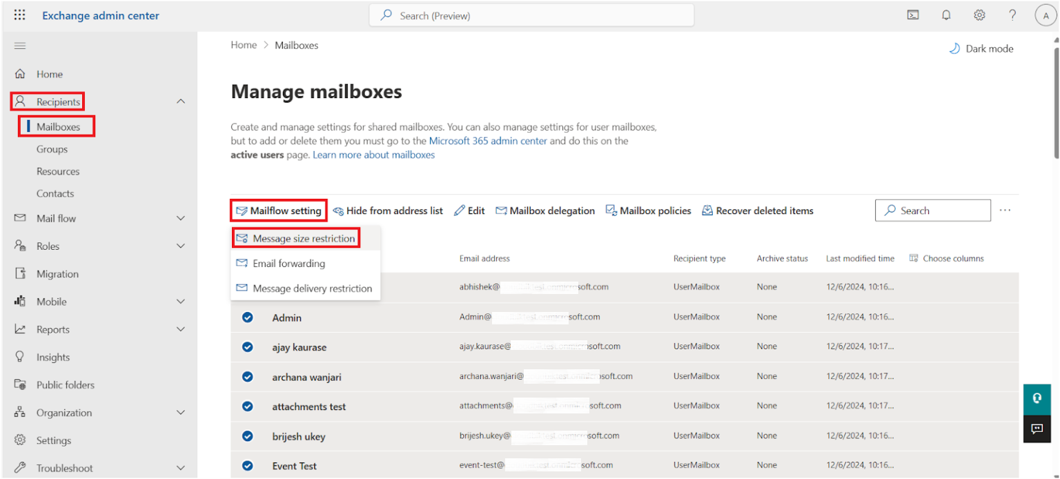 manage mailboxes