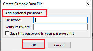 add a password to the PST file