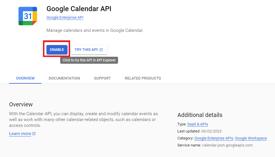 enable calendar