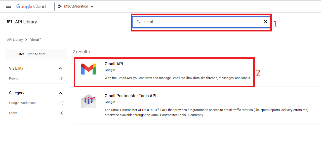 click on gmail api