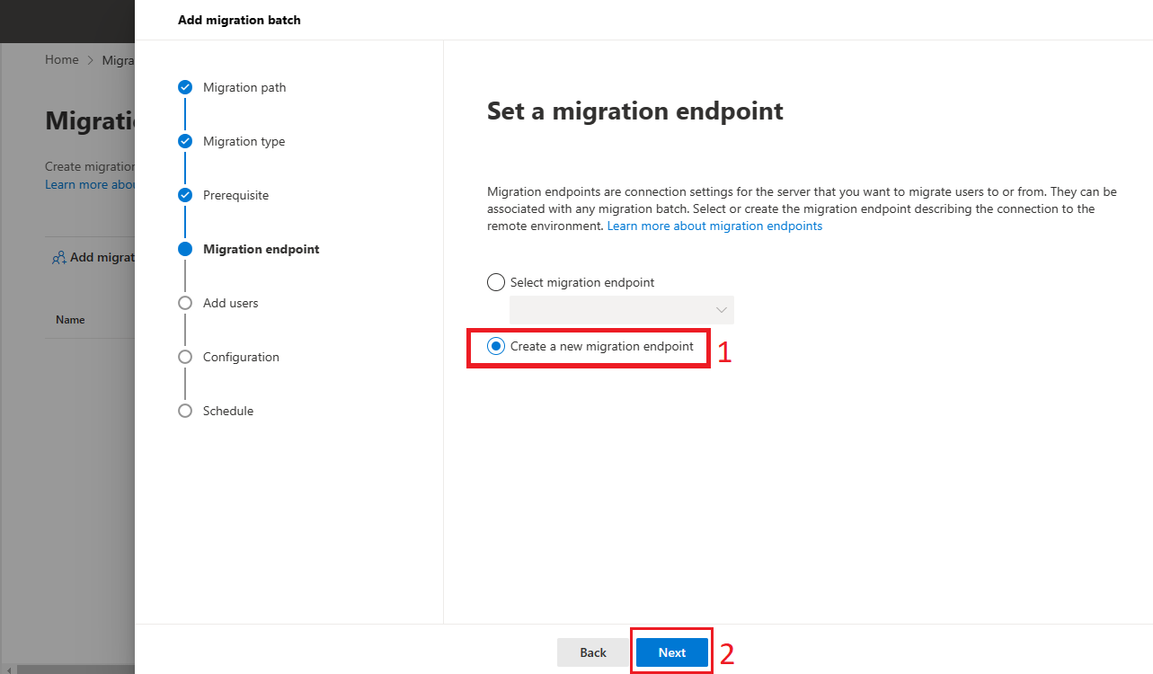 set a migration end point