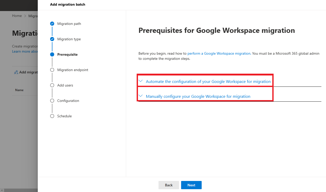 prerequisites for G-suite migration