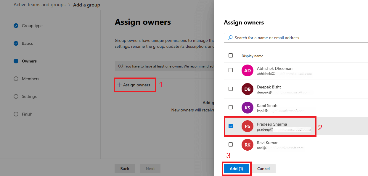 select assign owners