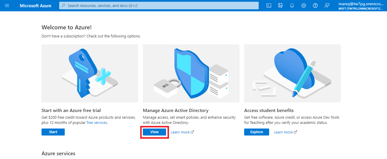 visit azure portal