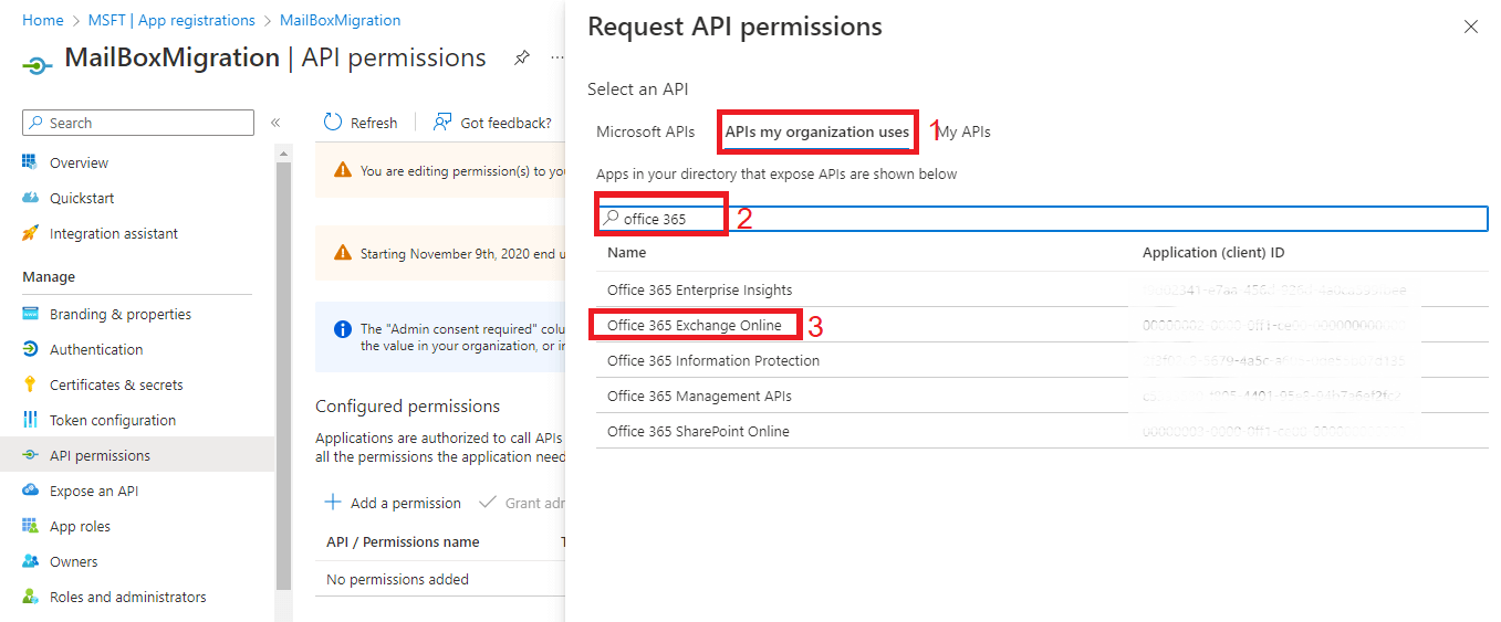 Select APIs my organization uses