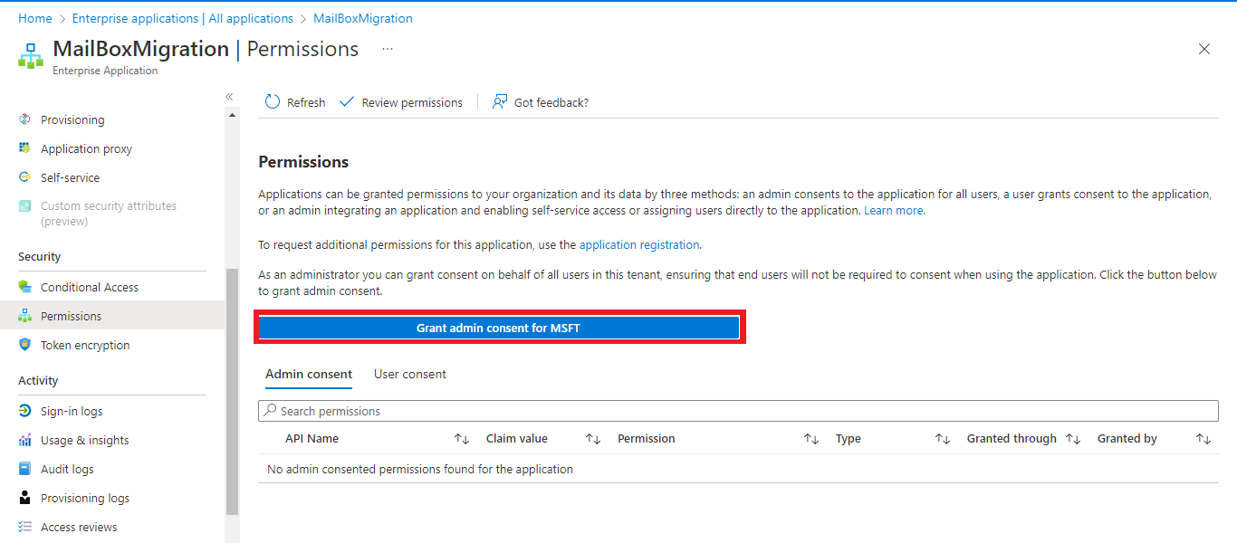 clcik on permissions then select Grant Admin Consent for MSFT