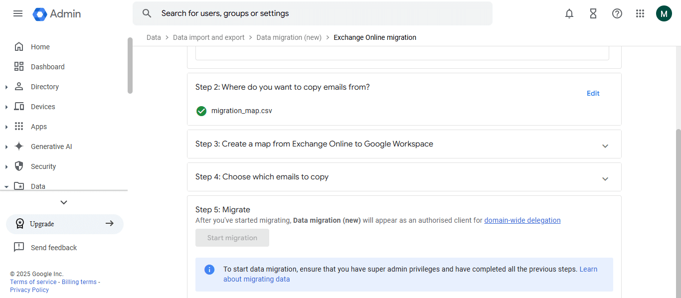 select csv file for mapping