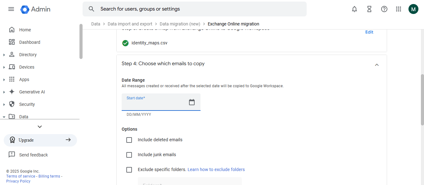 choose date to migration