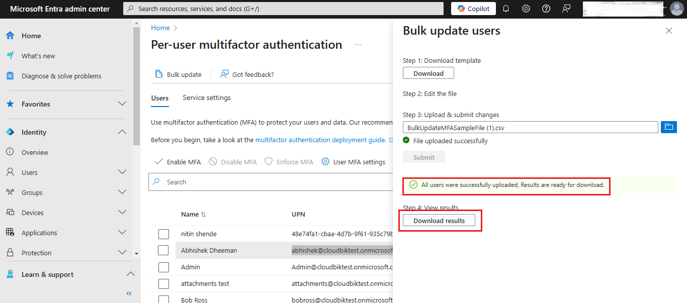  system will begin uploading the CSV file